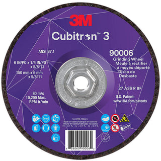 6 x 1/4" 36-Grit Precision Shaped Ceramic Grinding & Cutoff Wheel - 3M 7100312966