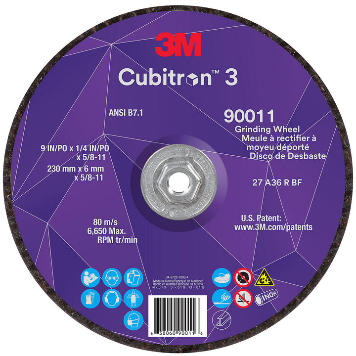 9 x 1/4" 36-Grit Precision Shaped Ceramic Grinding & Cutoff Wheel - 3M 7100312964