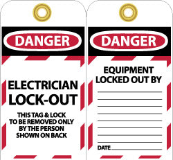 ELECTRICIAN LOCK-OUT THIS TAG & LOCK TO BE REMOVED ONLY BY T Tag - AccuformNMC LOTAG16