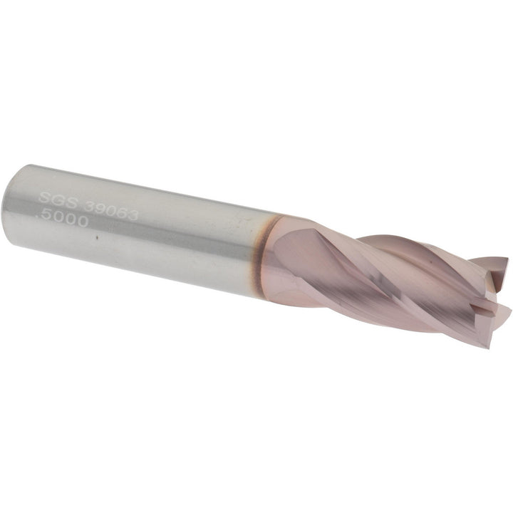 1/2" 4-Flute Solid Carbide Square End Mill, TiCN - SGS 39063