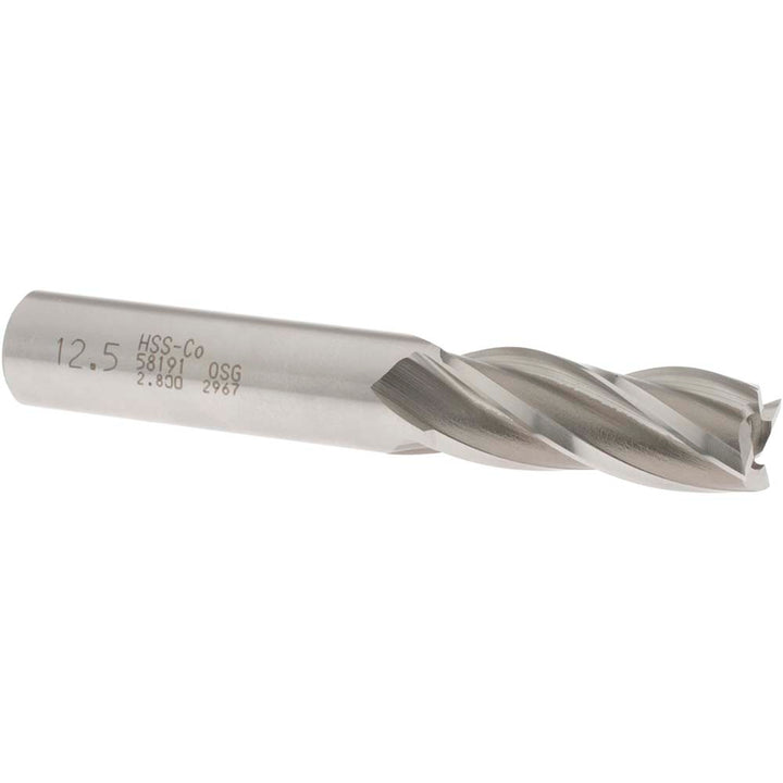 0.4921" 4-Flute Cobalt Square End Mill - OSG 5819100