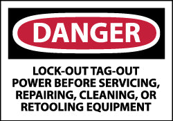 Danger - Lock Out, Tag-out Power Before Servicing, Repairing Label - AccuformNMC D303AP