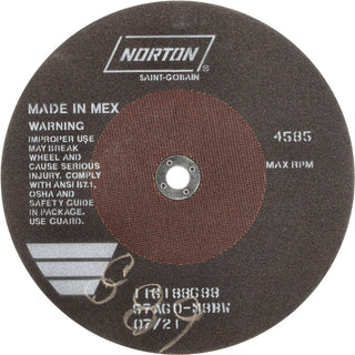 10 x 3/32" 60-Grit Aluminum Oxide Grinding & Cutoff Wheel - Norton 66253122824