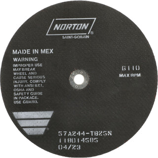 10 x 1/8" 24-Grit Aluminum Oxide Grinding & Cutoff Wheel - Norton 66253122826