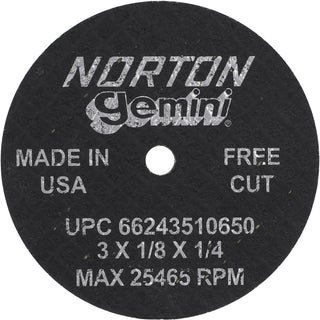 3 x 1/8" Aluminum Oxide Grinding & Cutoff Wheel - Norton 66243510650