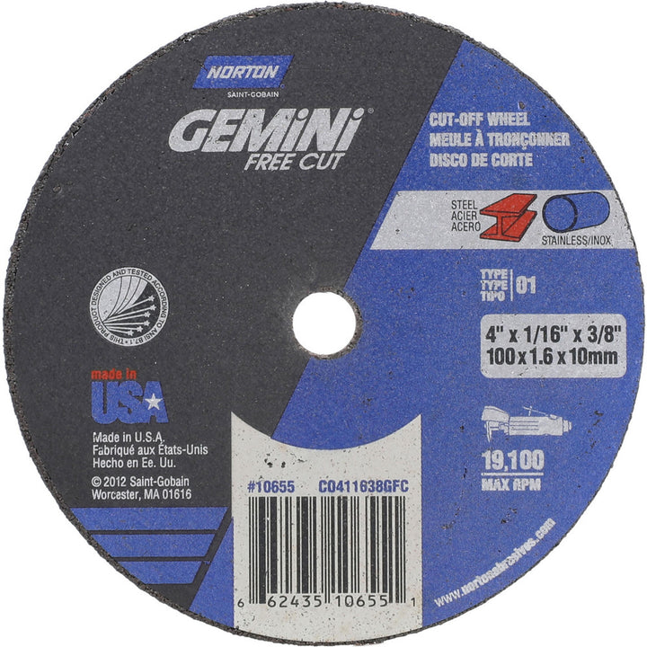 4 x 1/16" Aluminum Oxide Grinding & Cutoff Wheel - Norton 66243510655