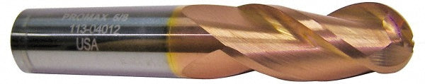 1/4in" 3-Flute Solid Carbide Ball End Mill, TiCN - ProMax 113-01612