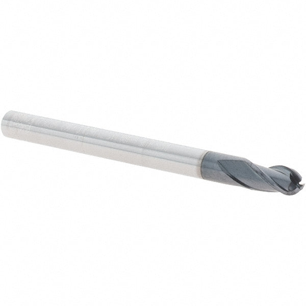 1/8" 3-Flute Solid Carbide Ball End Mill, TiAlN - Iscar 5620980