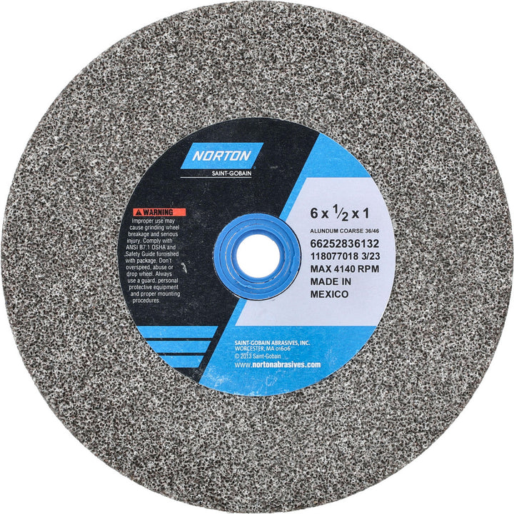 6 x 1/2" 36; 46-Grit Aluminum Oxide Grinding & Cutoff Wheel - Norton 66252836132
