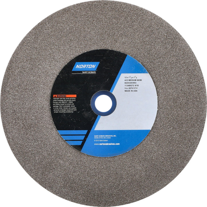 12 x 1-1/2" 60; 80-Grit Aluminum Oxide Grinding & Cutoff Wheel - Norton 66253263053