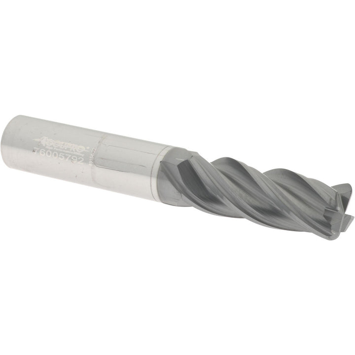 3/8" 4-Flute Solid Carbide Corner Radius End Mill, AlTiN - Accupro 95168314