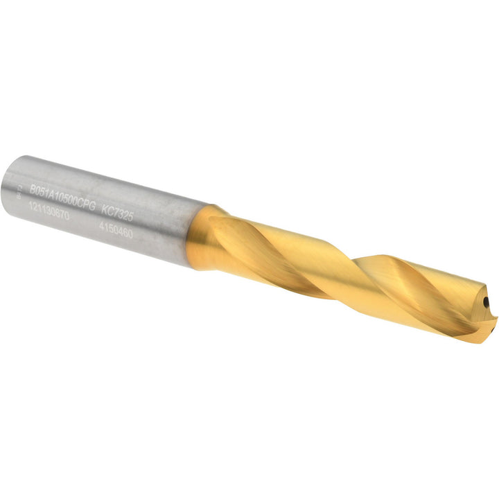 0.4134" Solid Carbide Stub Drill Bit, TiN, 140° point - Kennametal 4150460