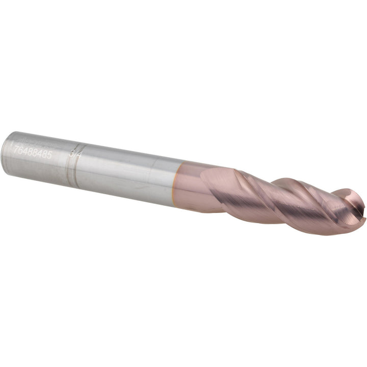3/4" 3-Flute Solid Carbide Ball End Mill, TiCN - Accupro 12184521