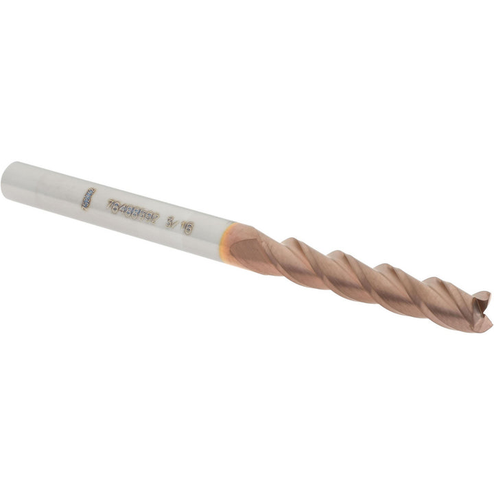 3/16" 3-Flute Solid Carbide Square End Mill, TiCN - Accupro 12182266