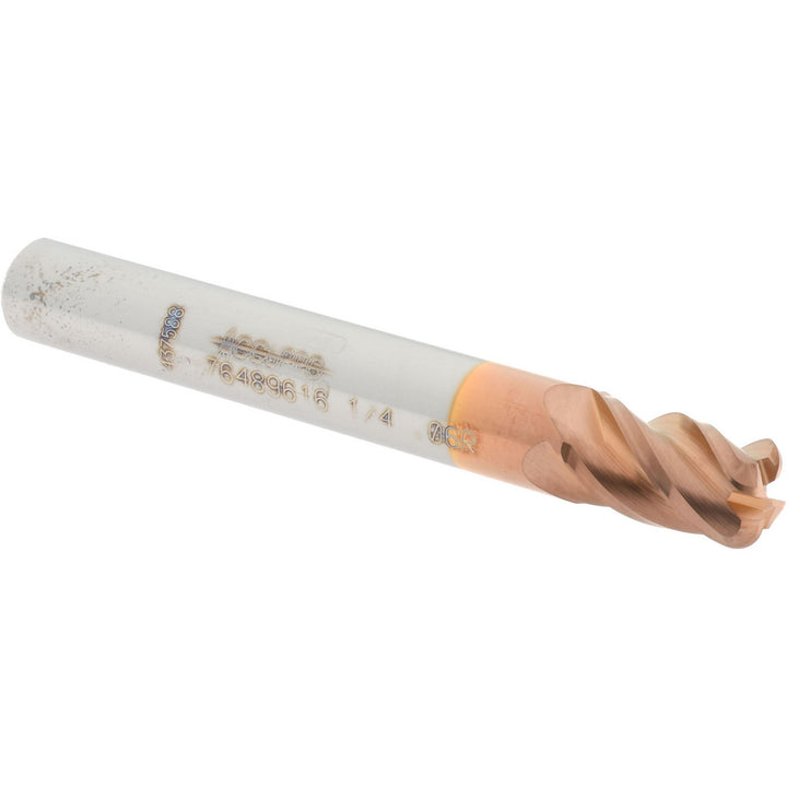 1/4" 4-Flute Solid Carbide Corner Radius End Mill, TiCN - Accupro 12182807