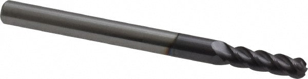 0.1378" 4-Flute Solid Carbide Ball End Mill, AlTiN - Accupro 12184579