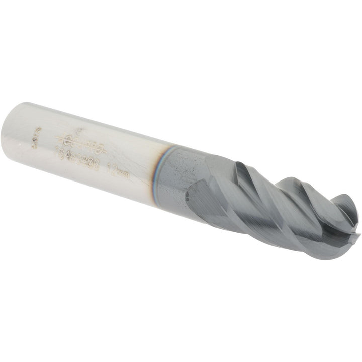 0.4724" 4-Flute Solid Carbide Ball End Mill, AlTiN - Accupro 12184678