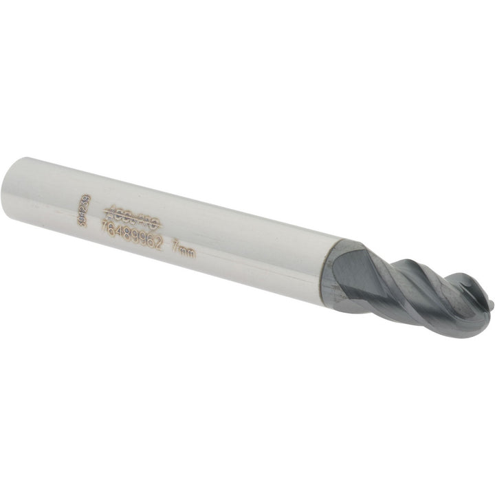 0.2756" 4-Flute Solid Carbide Ball End Mill, AlTiN - Accupro 12184786