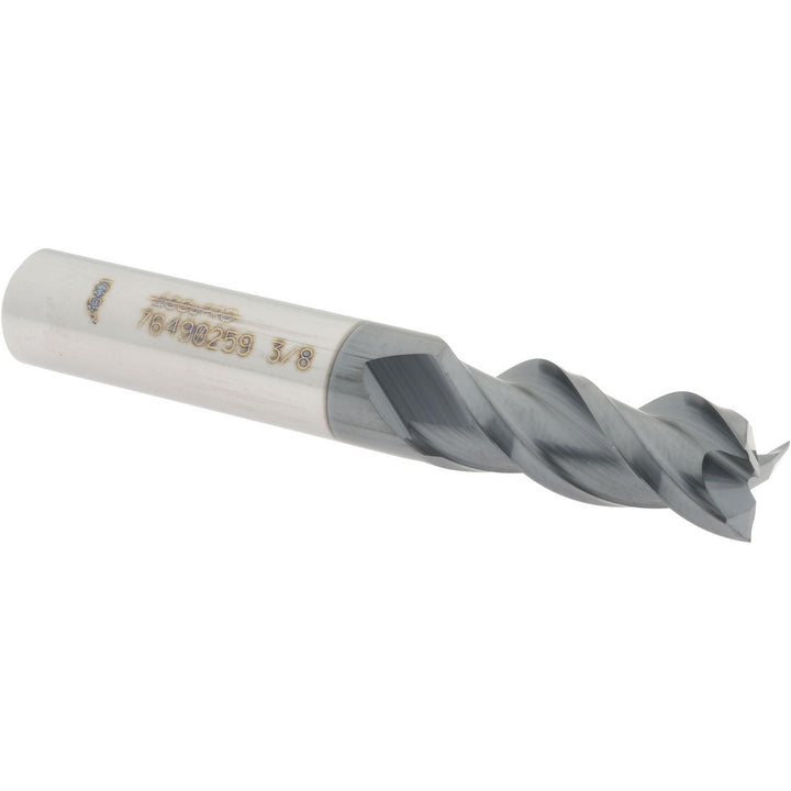 3/8" 3-Flute Solid Carbide Square End Mill, AlTiN - Accupro 12179727