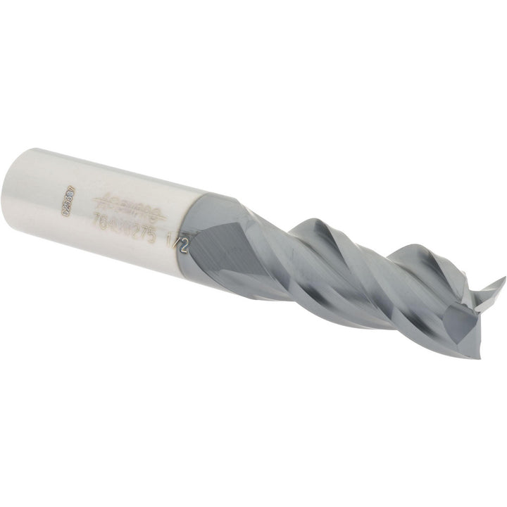 1/2" 3-Flute Solid Carbide Square End Mill, AlTiN - Accupro 12179739