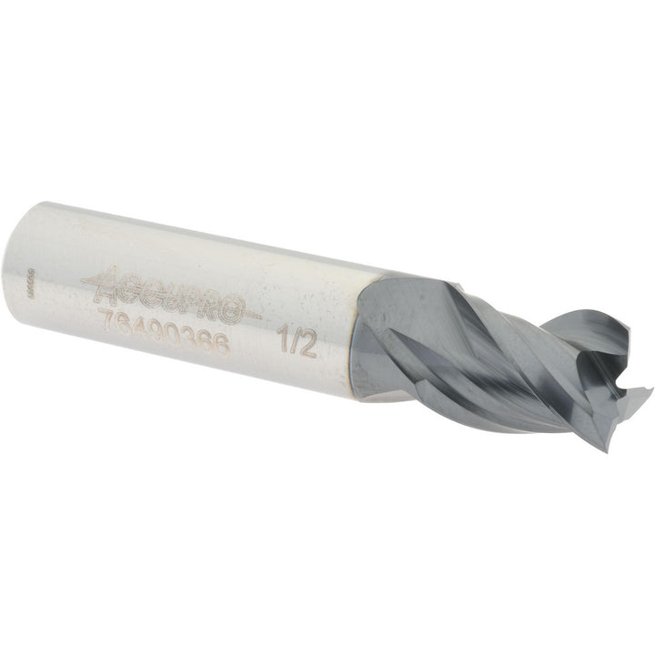 1/2" 3-Flute Solid Carbide Square End Mill, AlTiN - Accupro 12179741