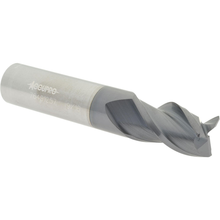 9/16" 3-Flute Solid Carbide Corner Radius End Mill, AlTiN - Accupro 12176625