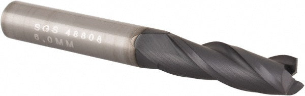 0.2362" 3-Flute Solid Carbide Square End Mill, AlTiN - SGS 48808