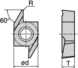 J10ER010BF Carbide Insert, Grade J740, TiN - Tungaloy 6804823