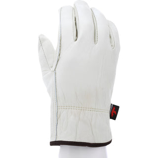 Large Beige; Brown Cowhide Leather General Purpose Gloves - MCR Safety 3201L