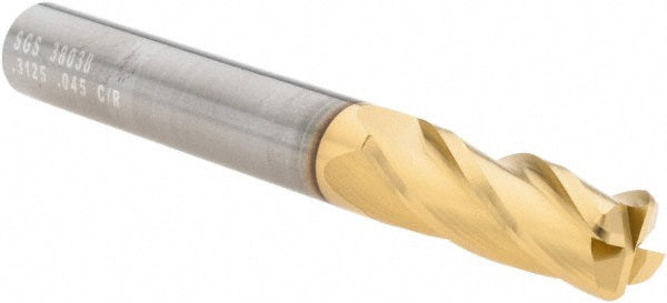 5/16" 4-Flute Solid Carbide Corner Radius End Mill, TiN - SGS 38038