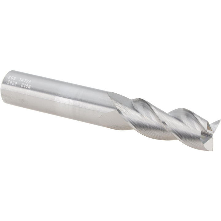 1/2" 3-Flute Solid Carbide Corner Radius End Mill - SGS 34778
