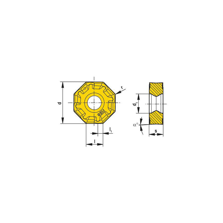 OAKU 060508ER-F40 CTC5240 Solid Carbide Insert, Grade CTC5240, TiN - Ceratizit 50446550