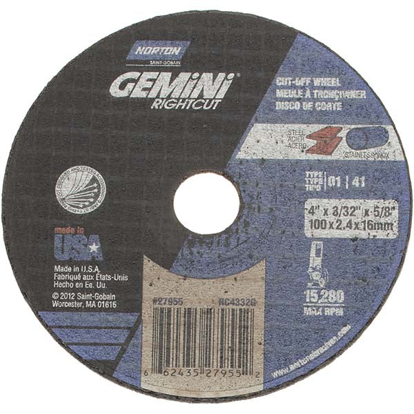 4 x 3/32" Aluminum Oxide Grinding & Cutoff Wheel - Norton 66243527955