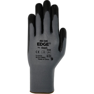 Medium Gray; Black Polyester General Purpose Gloves - Ansell 48128080