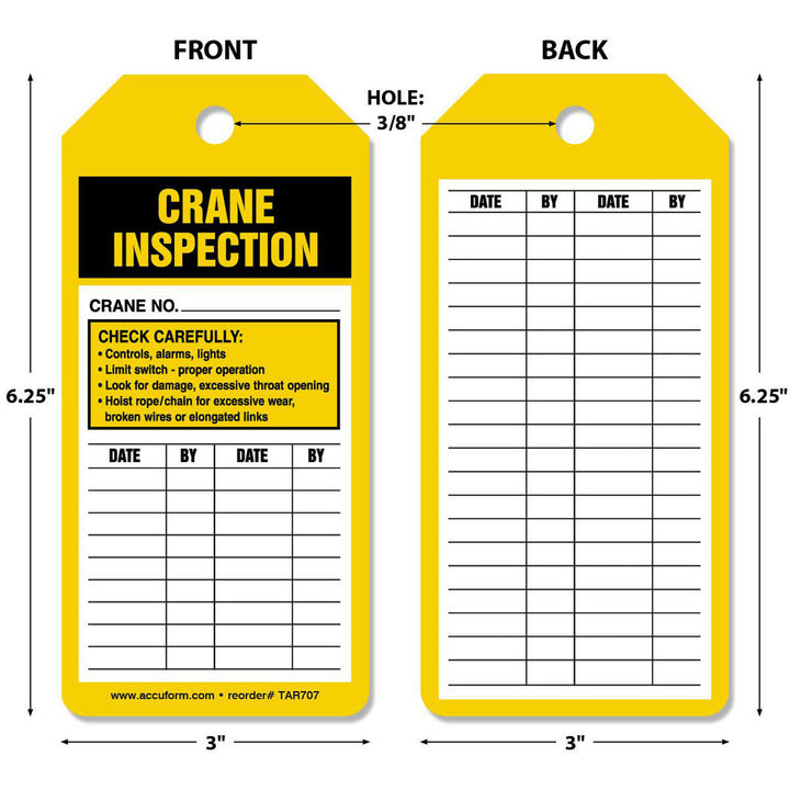 Crane Inspection Tag - AccuformNMC TAR707
