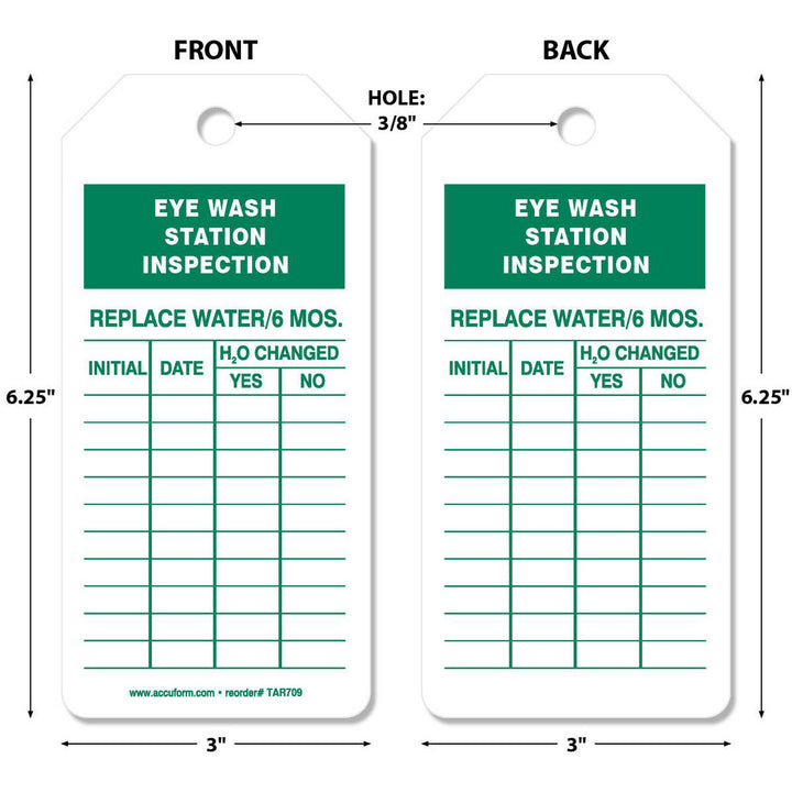 Eye Wash Station Inspection Tag - AccuformNMC TAR709