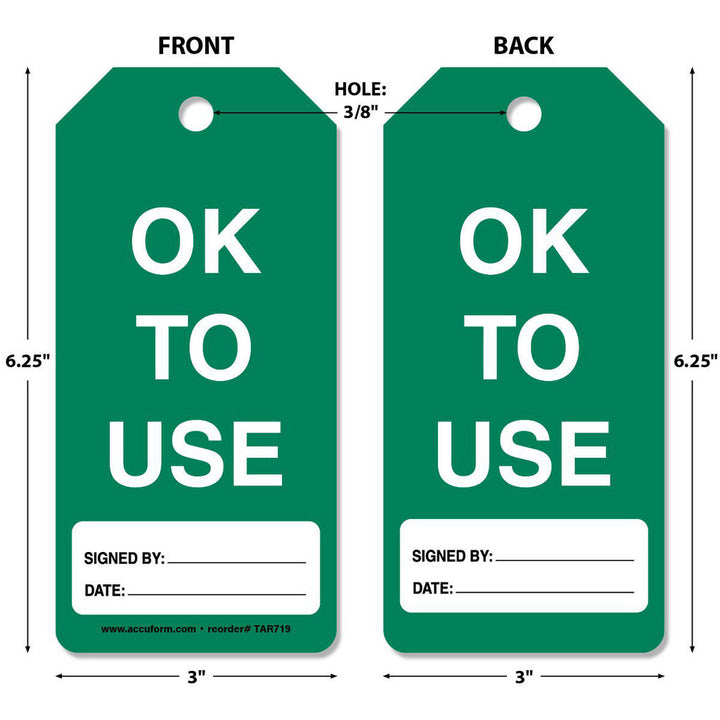 OK To Use Tag - AccuformNMC TAR739