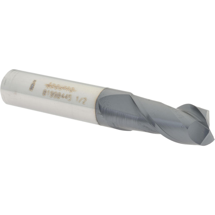 1/2" 2-Flute Solid Carbide Square End Mill, AlTiN - Accupro 12181479