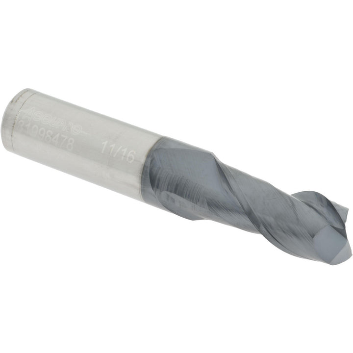 11/16" 2-Flute Solid Carbide Square End Mill, AlTiN - Accupro 12181526