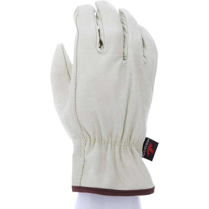 Medium Beige; Brown Pigskin Leather General Purpose Gloves - MCR Safety 3411M