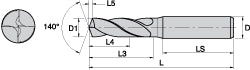 0.4528" Solid Carbide Drill Bit, TiAlN, 140° point - Kennametal 1913500