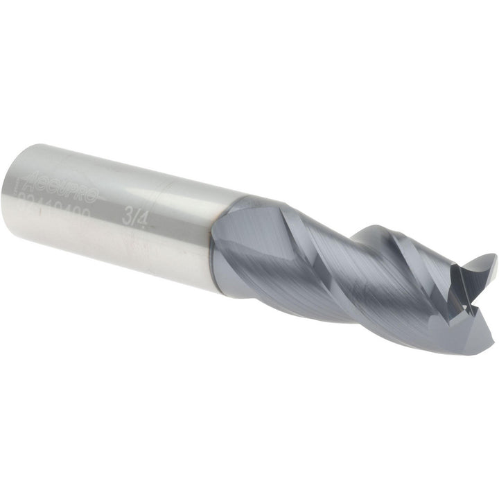 3/4" 3-Flute Solid Carbide Square End Mill, AlTiN - Accupro 12182139