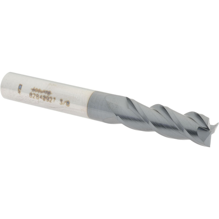 3/8" 3-Flute Solid Carbide Square End Mill, AlTiN - Accupro 12182219