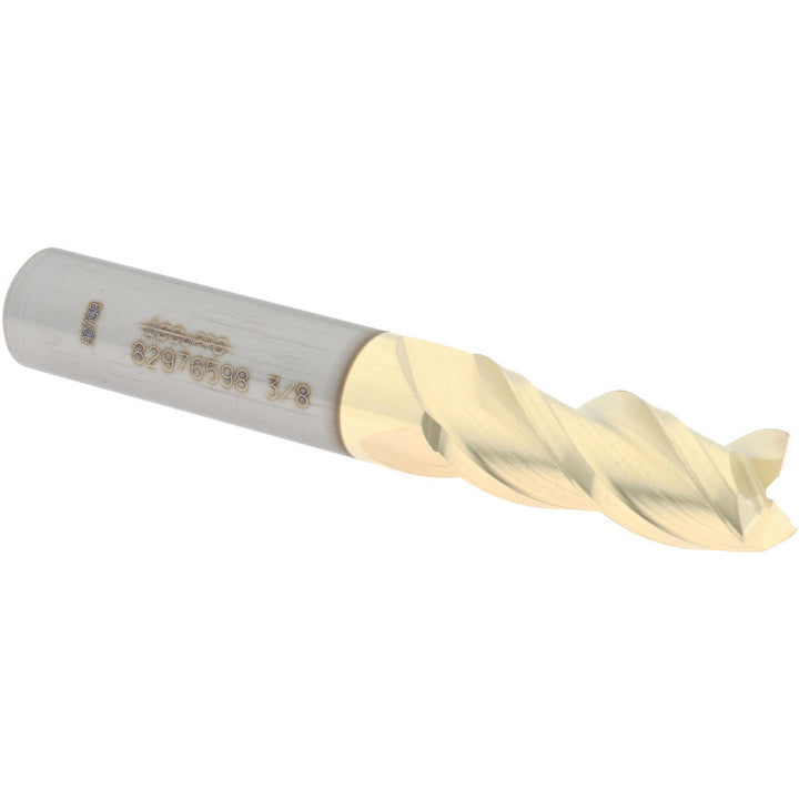 3/8" 3-Flute Solid Carbide Square End Mill, ZrN - Accupro 12179728