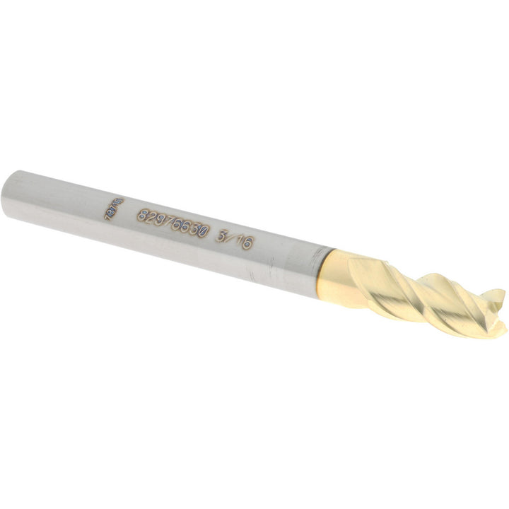 3/16" 3-Flute Solid Carbide Square End Mill, ZrN - Accupro 12179704