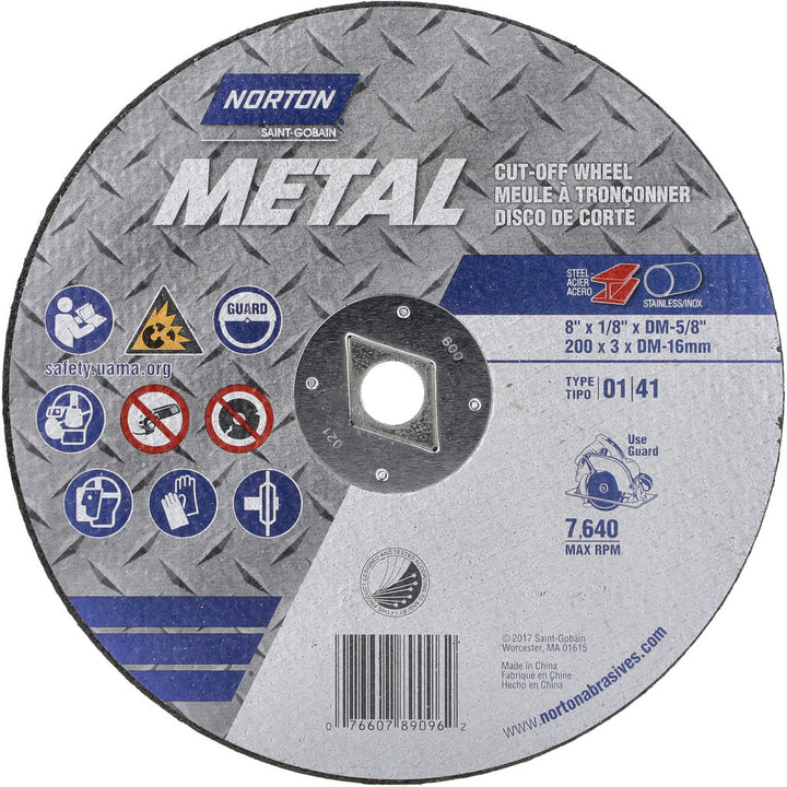8 x 1/8" Aluminum Oxide Grinding & Cutoff Wheel - Norton 07660789096