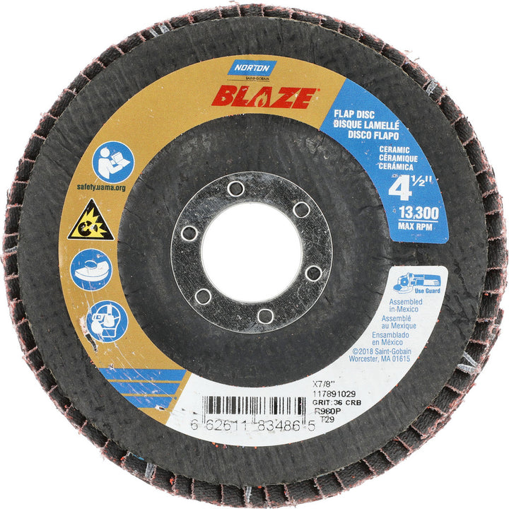 4-1/2" 36-Grit Zirconia Alumina Disc - Norton 66261183486