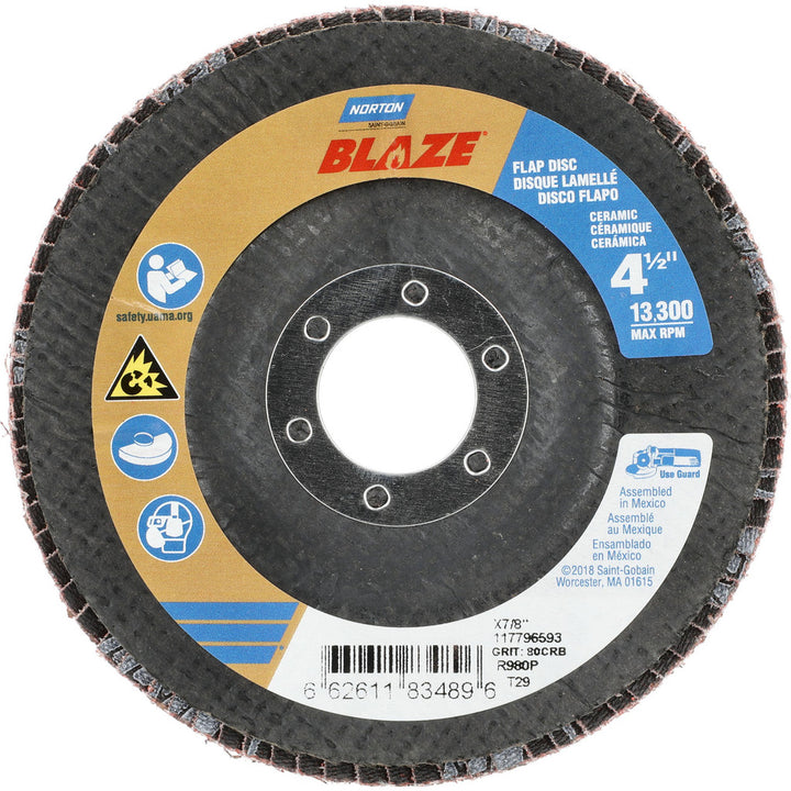 4-1/2" 80-Grit Zirconia Alumina Disc - Norton 66261183489
