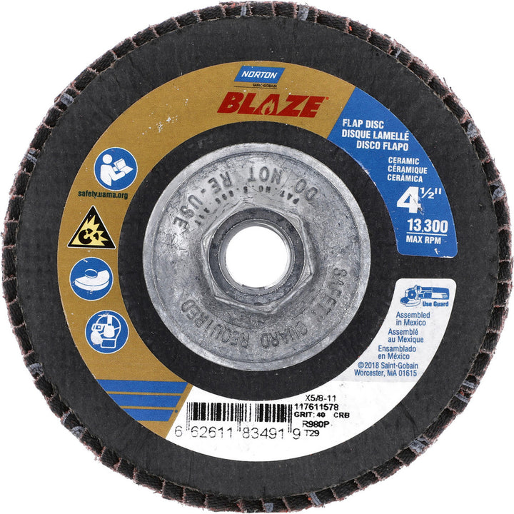 4-1/2" 40-Grit Zirconia Alumina Disc - Norton 66261183491