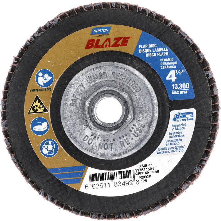 4-1/2" 60-Grit Zirconia Alumina Disc - Norton 66261183492